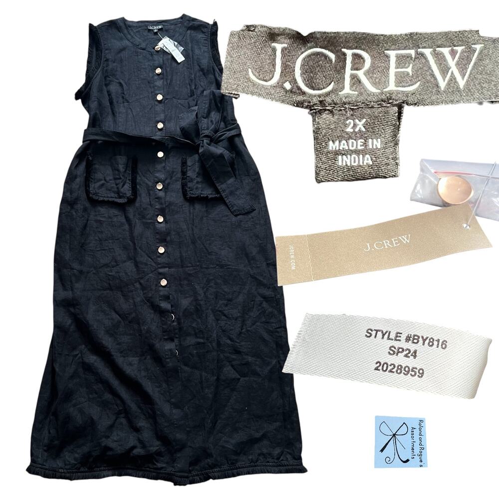 J.Crew 100% Linen Raw-hem Maxi Shirt Dress Sz 2X NWT
